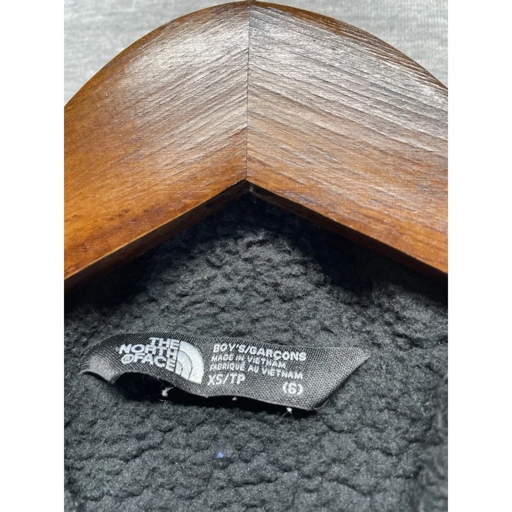 The North Face Jacket Boys XS (6) Black Gray Logo Fleece Lined Full Zip Winter